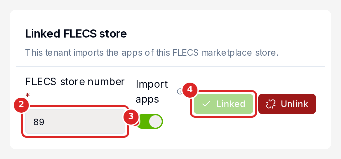 The Linked FLECS store card of a superadmin